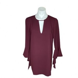 Leith Burgundy Bell Sleeve Dress